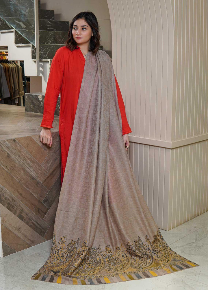 Sanaulla Exclusive Range  Pashmina  Shawls MAMA-09 Beige-4 - Pashmina Shawls