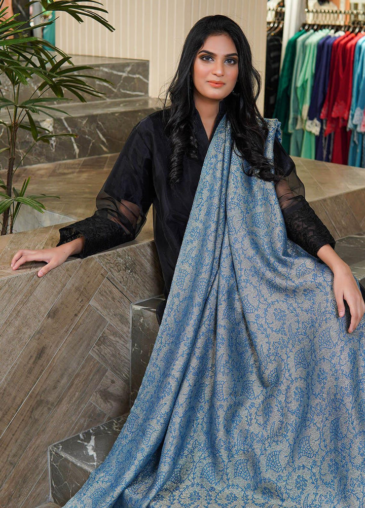 Sanaulla Exclusive Range  Pashmina  Shawls MAMA-46 Blue - Pashmina Shawls