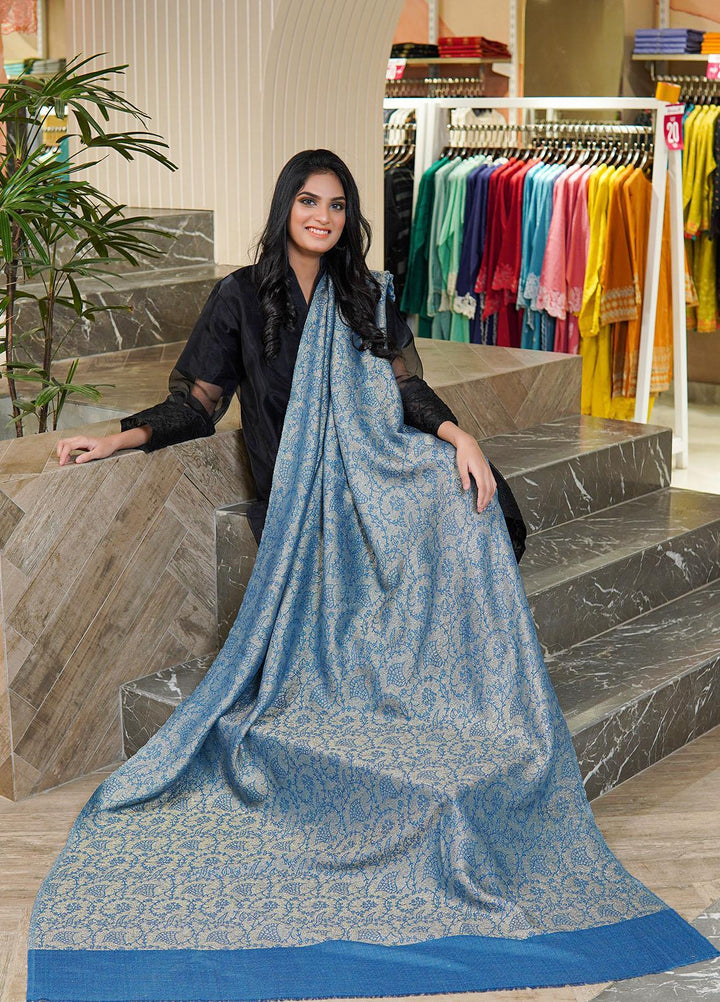 Sanaulla Exclusive Range  Pashmina  Shawls MAMA-46 Blue - Pashmina Shawls
