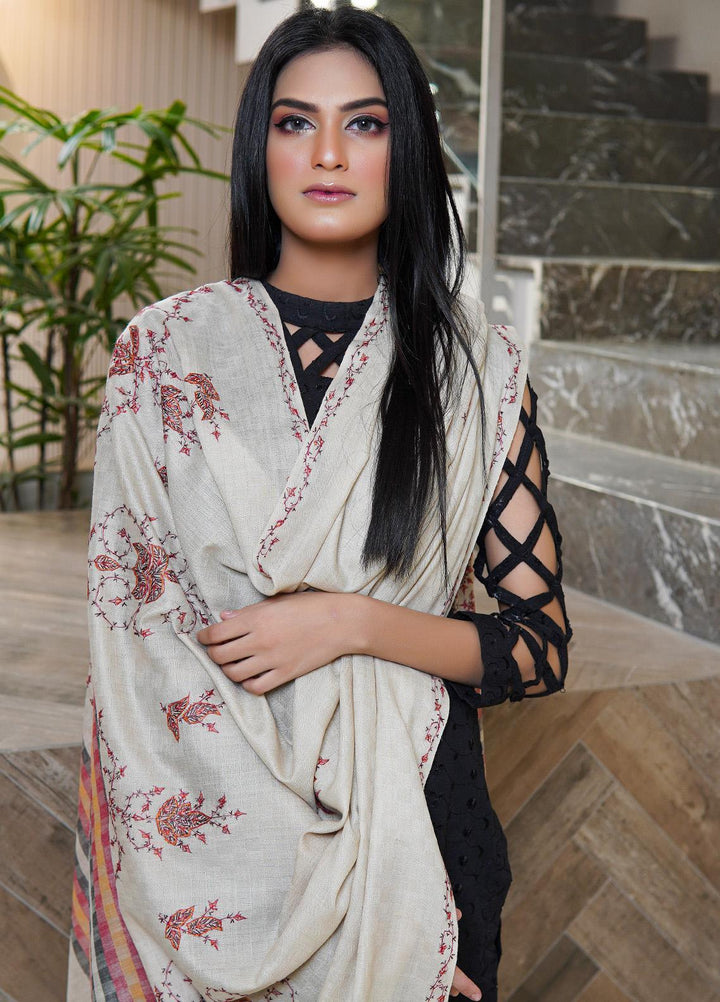 Sanaulla Exclusive Range  Pashmina  Shawls Multi Palla Emb DD KPS-45 Fawn01 - Pashmina Shawls