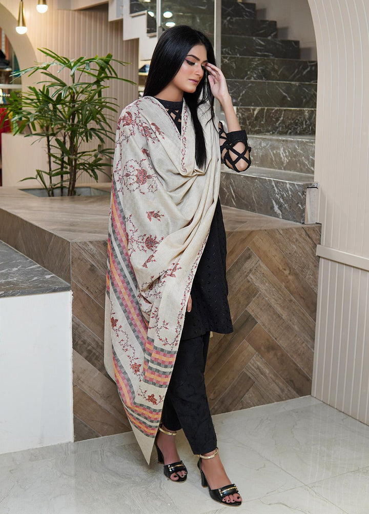 Sanaulla Exclusive Range  Pashmina  Shawls Multi Palla Emb DD KPS-45 Fawn01 - Pashmina Shawls