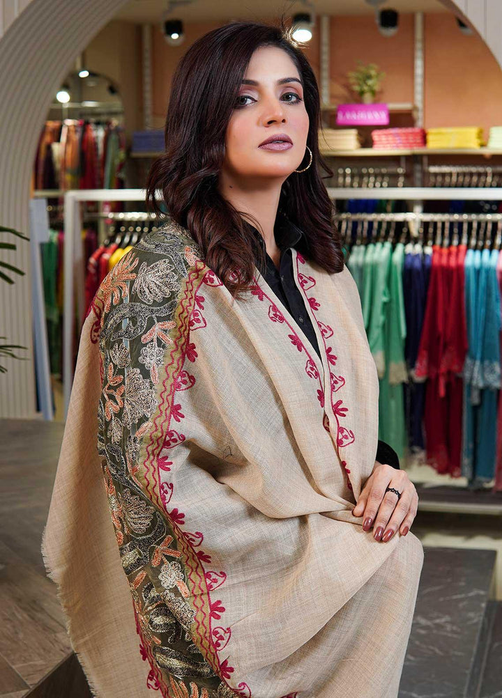 Sanaulla Exclusive Range  Pashmina  Shawls AKP-12 Fawn 02 - Pashmina Shawls
