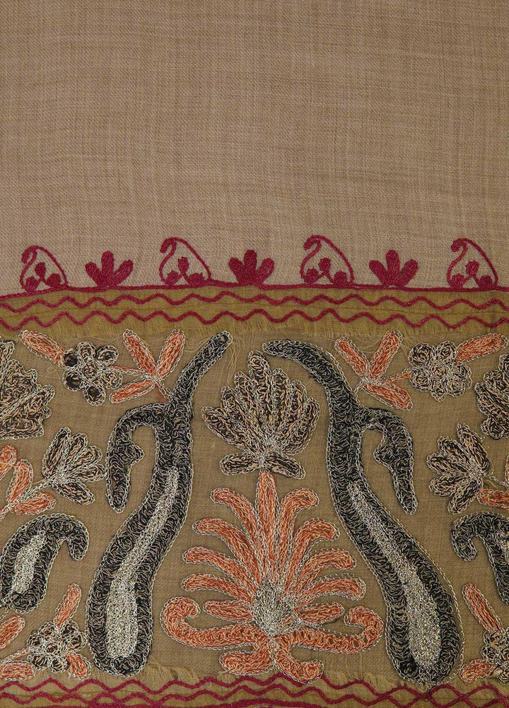 Sanaulla Exclusive Range  Pashmina  Shawls AKP-12 Fawn 02 - Pashmina Shawls