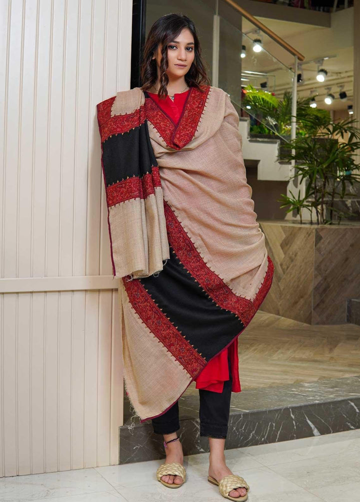 Sanaulla Exclusive Range  Pashmina  Shawls AKP-18 Beige 03 - Pashmina Shawls