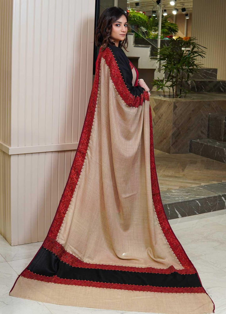 Sanaulla Exclusive Range  Pashmina  Shawls AKP-18 Beige 03 - Pashmina Shawls