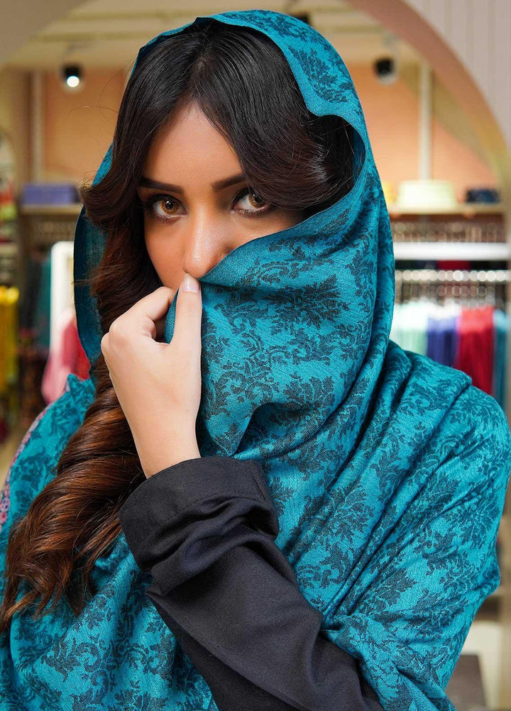 Sanaulla Exclusive Range  Pashmina  Shawls MAMA-09 Ferozi-2 - Pashmina Shawls