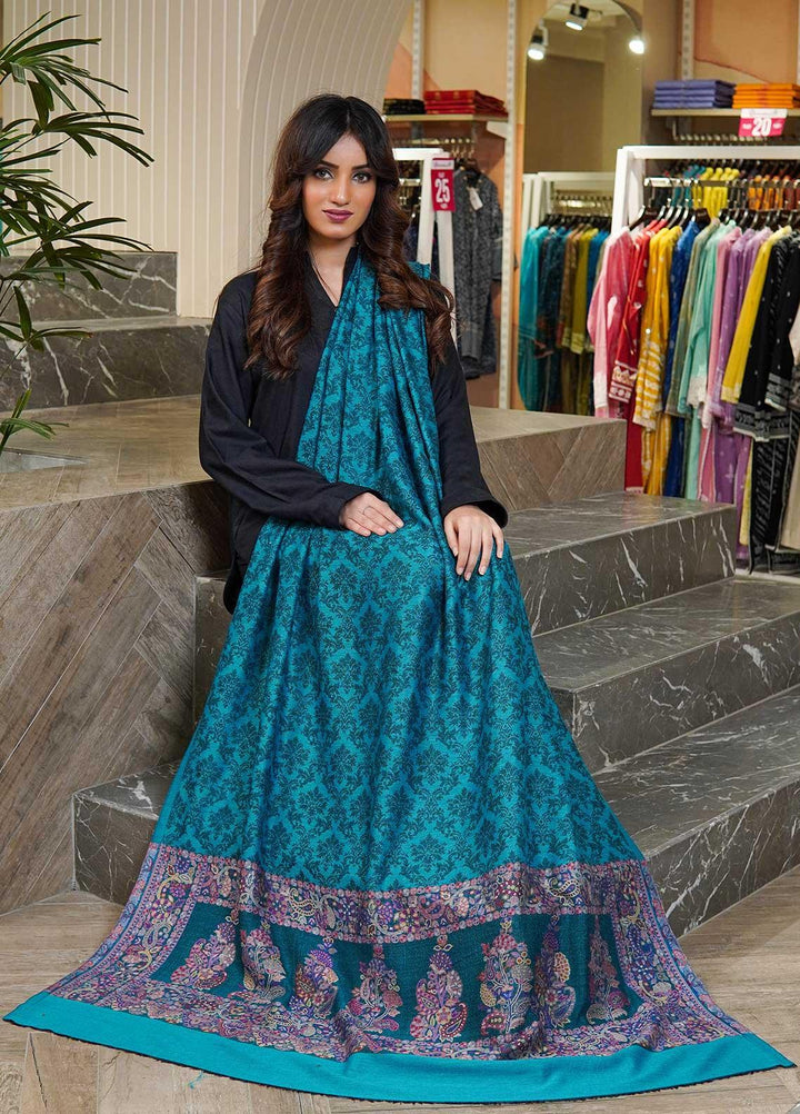 Sanaulla Exclusive Range  Pashmina  Shawls MAMA-09 Ferozi-2 - Pashmina Shawls