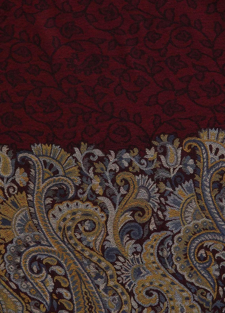 Sanaulla Exclusive Range  Pashmina  Shawls MAMA-09 Maroon-2 - Pashmina Shawls