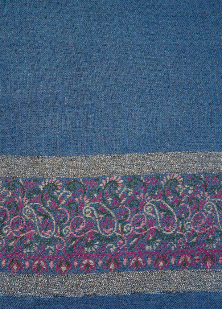 Sanaulla Exclusive Range  Pashmina  Shawls MAMA-44 Blue-1 - Pashmina Shawls