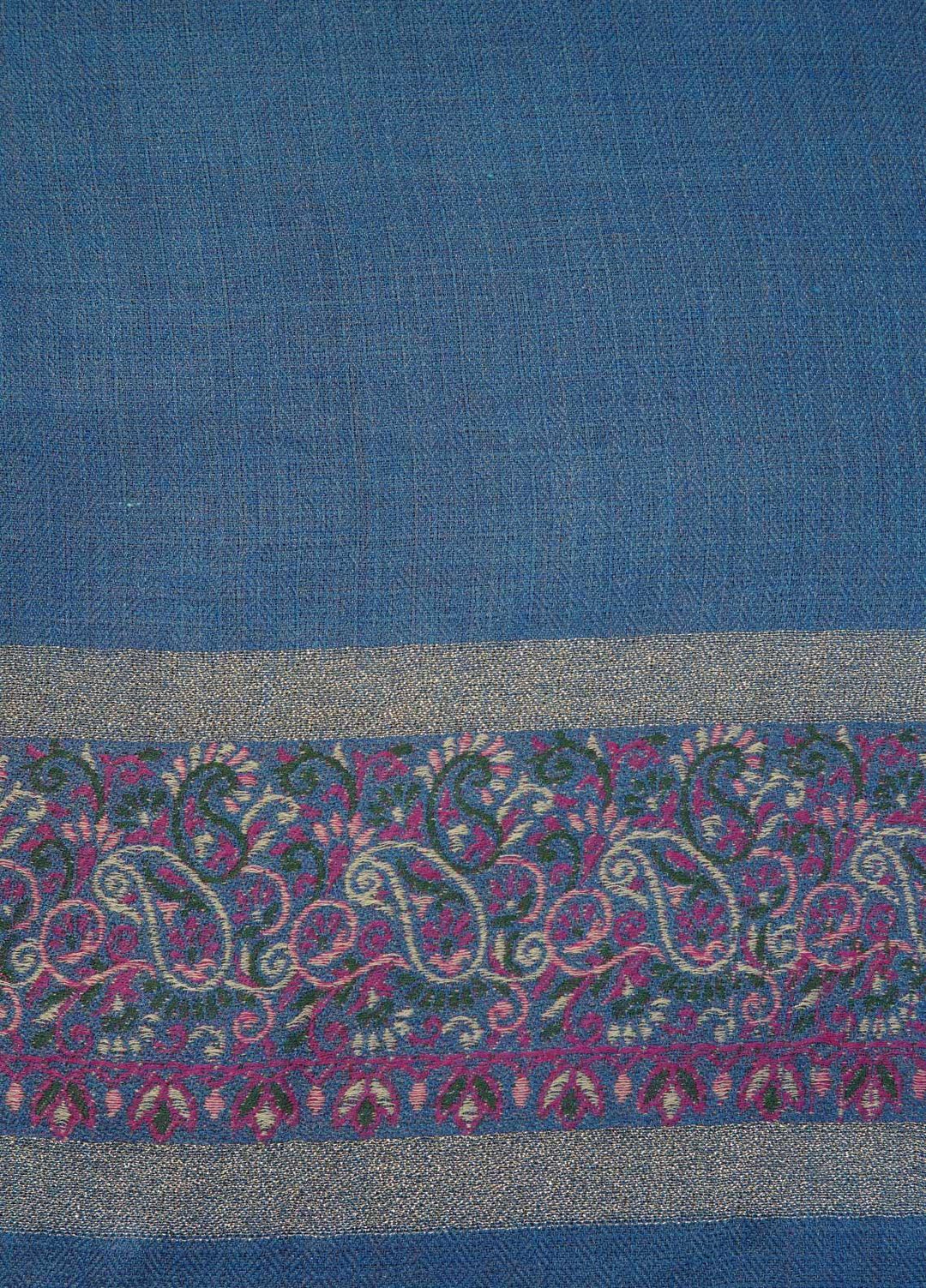 Sanaulla Exclusive Range  Pashmina  Shawls MAMA-44 Blue-1 - Pashmina Shawls