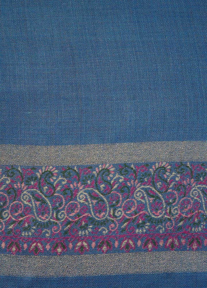Sanaulla Exclusive Range  Pashmina  Shawls MAMA-44 Blue-1 - Pashmina Shawls