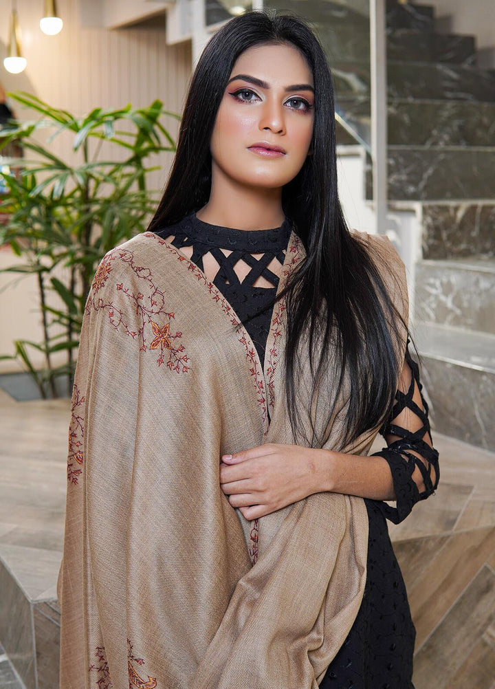 Sanaulla Exclusive Range  Pashmina  Shawls MAMA-30 Brown-1 - Pashmina Shawls