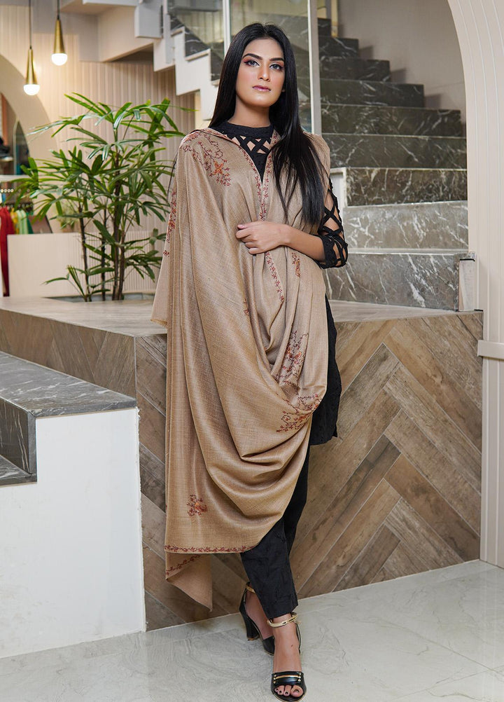 Sanaulla Exclusive Range  Pashmina  Shawls MAMA-30 Brown-1 - Pashmina Shawls