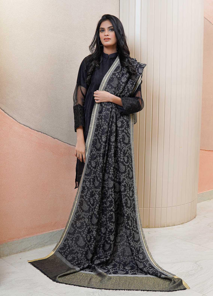 Sanaulla Exclusive Range  Pashmina  Shawls MAMA-46 Black - Pashmina Shawls