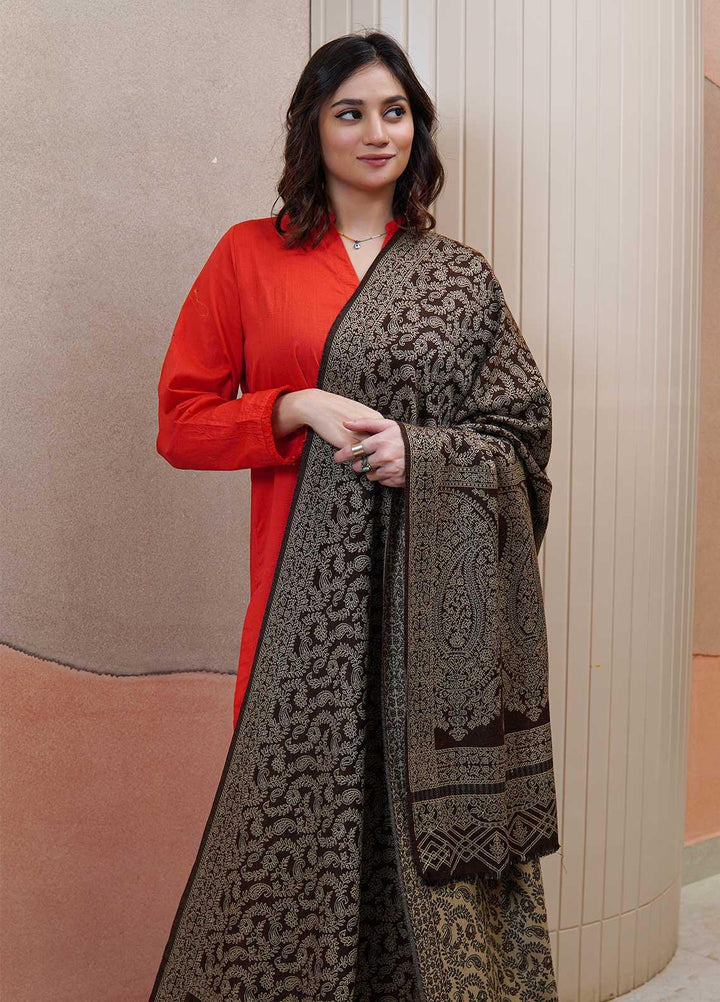 Sanaulla Exclusive Range  Pashmina  Shawls AKP-22 D Brown - Pashmina Shawls