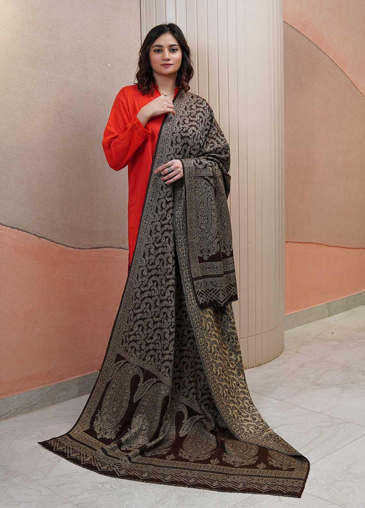 Sanaulla Exclusive Range  Pashmina  Shawls AKP-22 D Brown - Pashmina Shawls