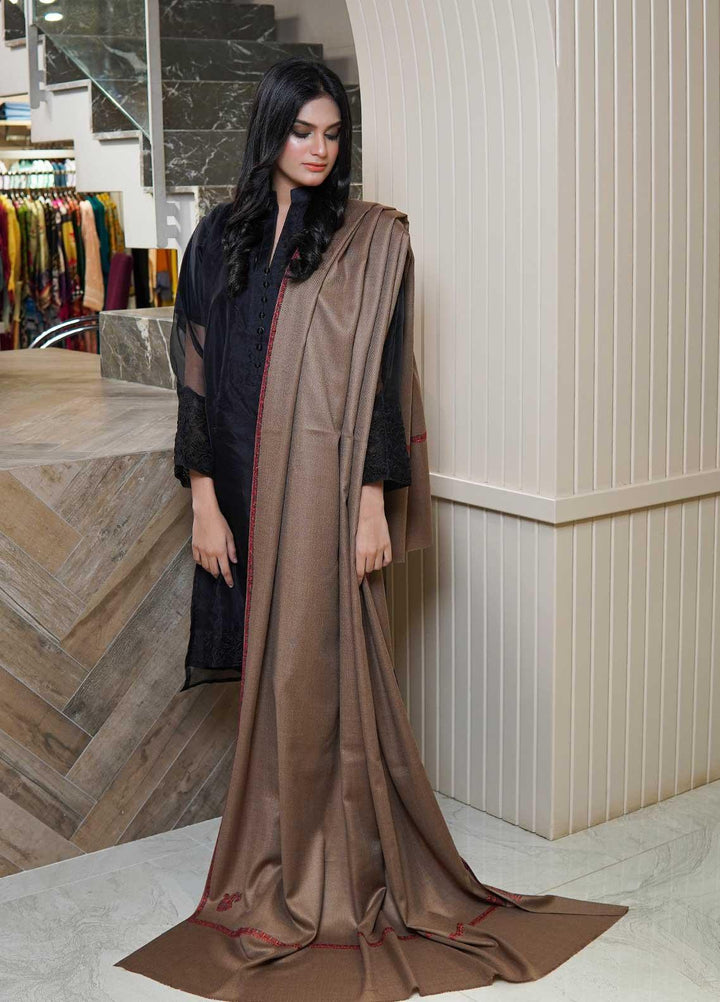 Sanaulla Exclusive Range  Pashmina  Shawls Kingri T DD KPS-21 Dark Brown03 - Pashmina Shawls