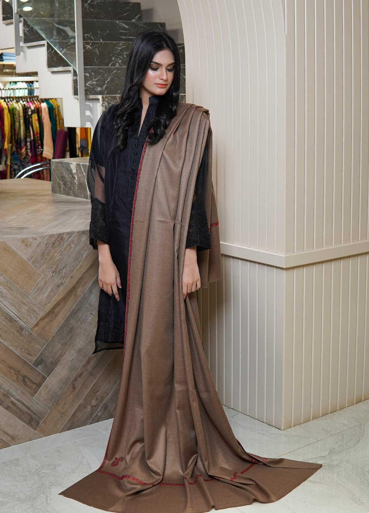 Sanaulla Exclusive Range  Pashmina  Shawls Kingri T DD KPS-21 Dark Brown03 - Pashmina Shawls