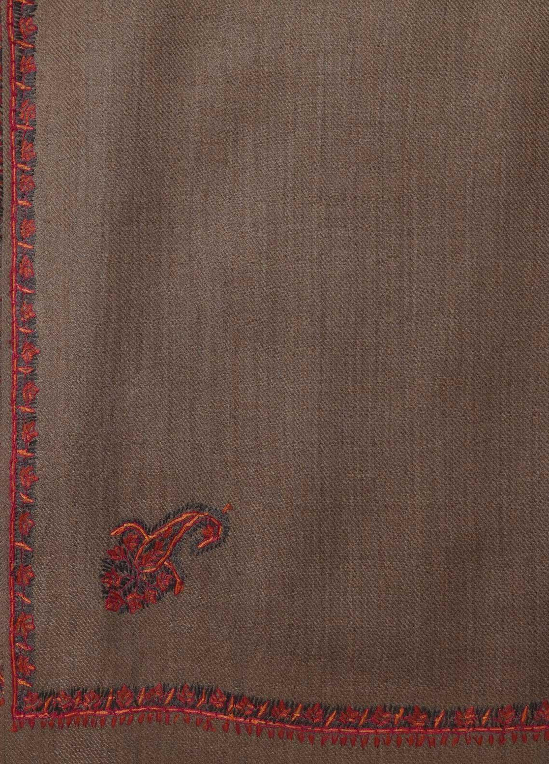 Sanaulla Exclusive Range  Pashmina  Shawls Kingri T DD KPS-21 Dark Brown03 - Pashmina Shawls