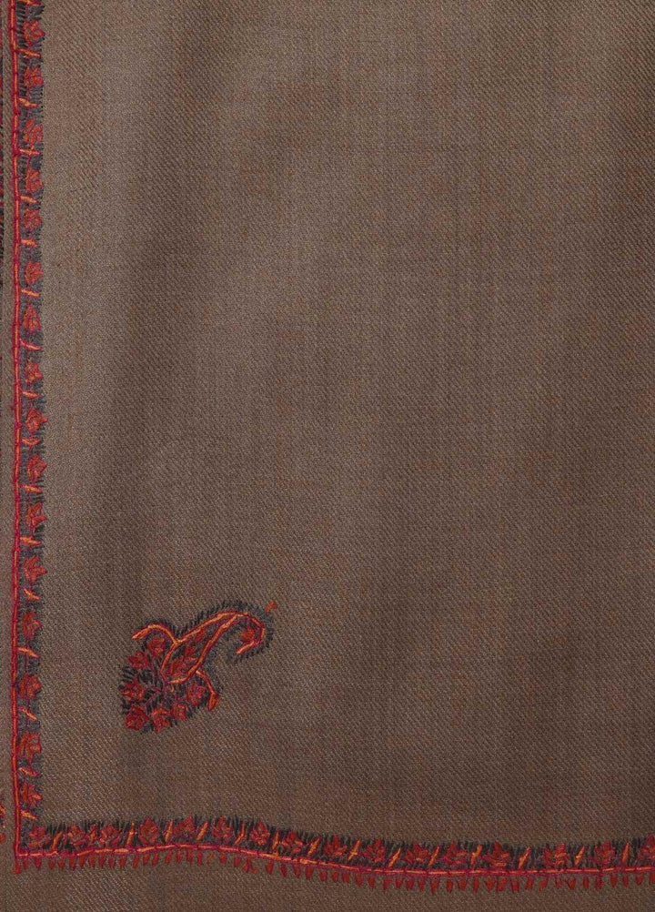 Sanaulla Exclusive Range  Pashmina  Shawls Kingri T DD KPS-21 Dark Brown03 - Pashmina Shawls