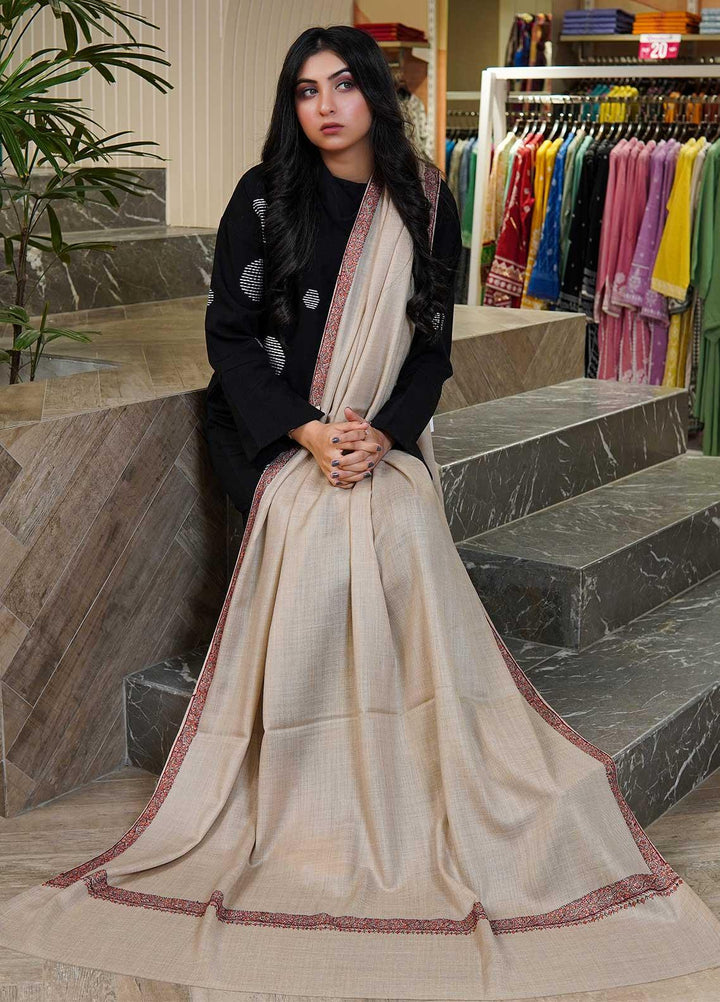 Sanaulla Exclusive Range  Pashmina  Shawls MAMA-18 Fawn-2 - Pashmina Shawls