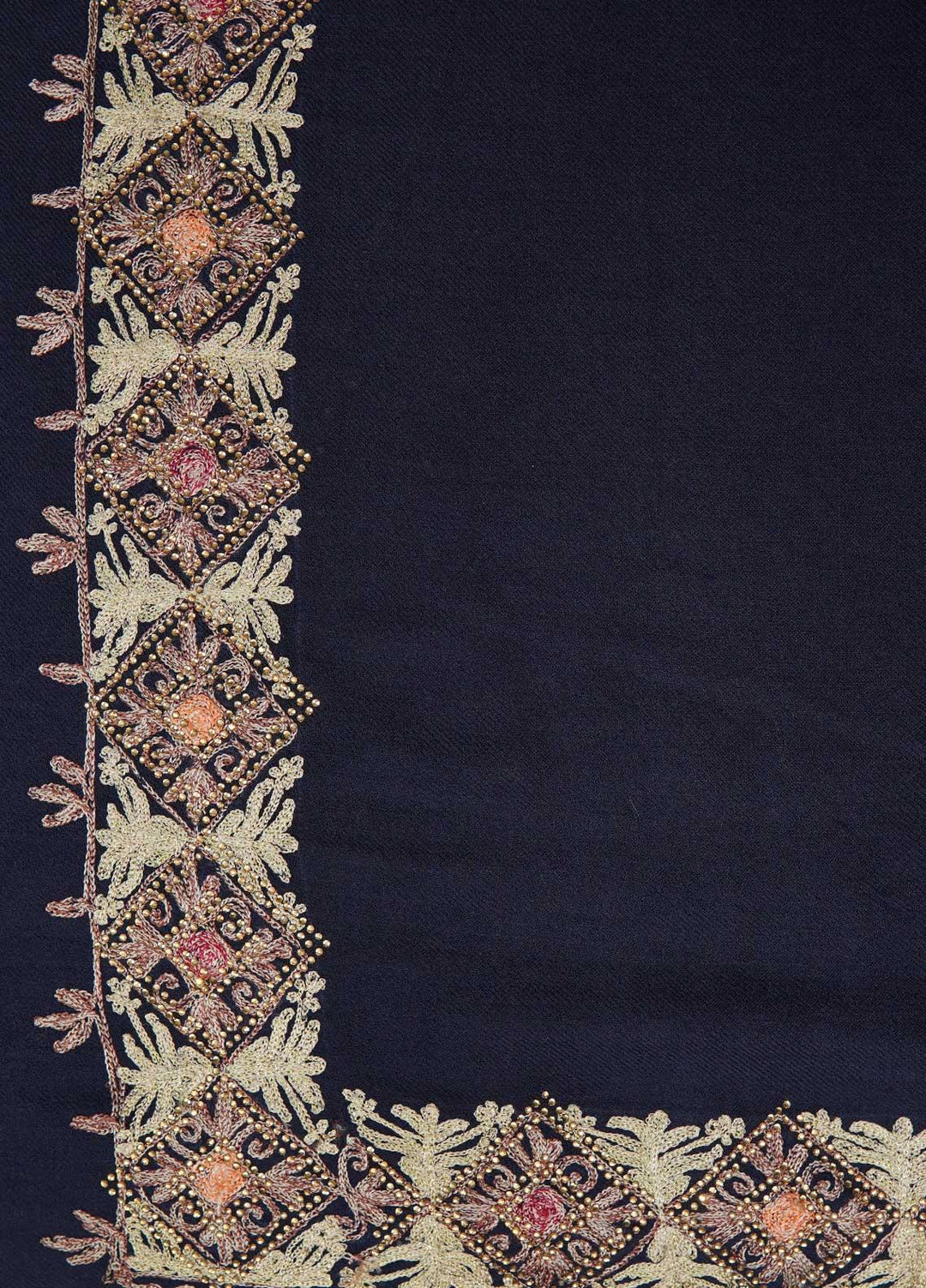 Sanaulla Exclusive Range  Pashmina  Shawls Siroski Pasily Ad KPS-30 Blue - Pashmina Shawls