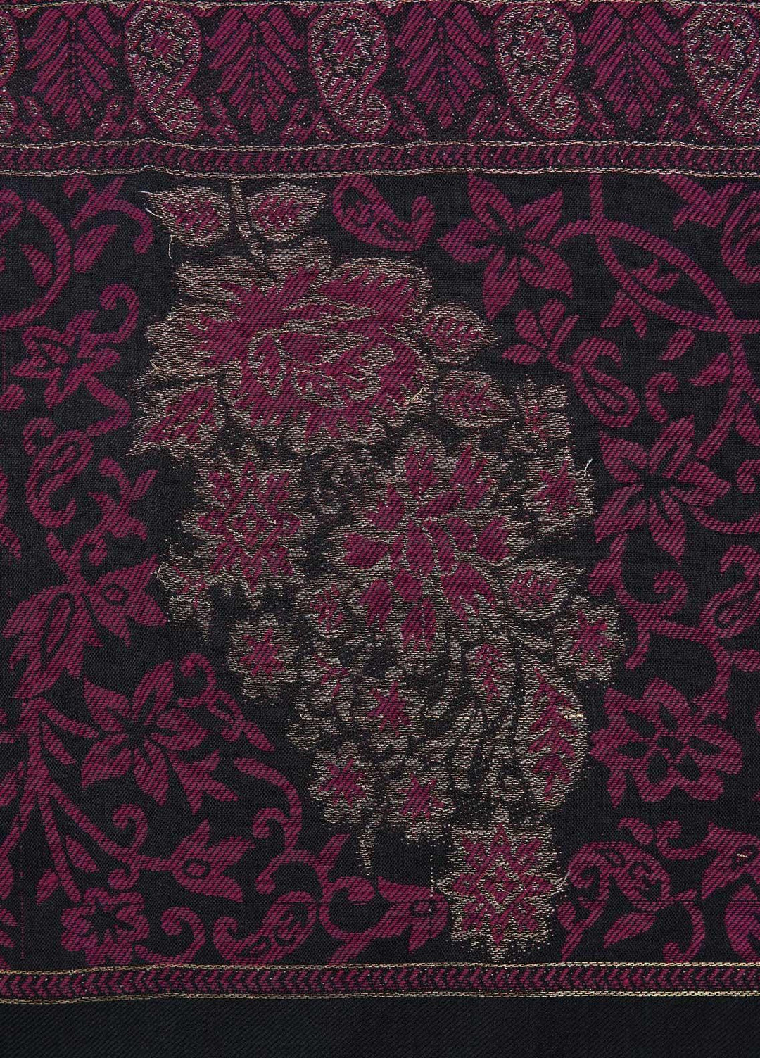 Sanaulla Exclusive Range  Pashmina  Shawls Zarri Palla C KPS-54 Black04 - Pashmina Shawls