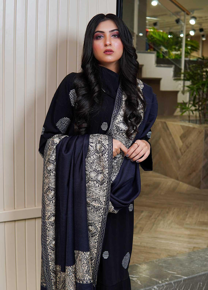 Sanaulla Exclusive Range  Pashmina  Shawls AKP-10 Navy - Pashmina Shawls