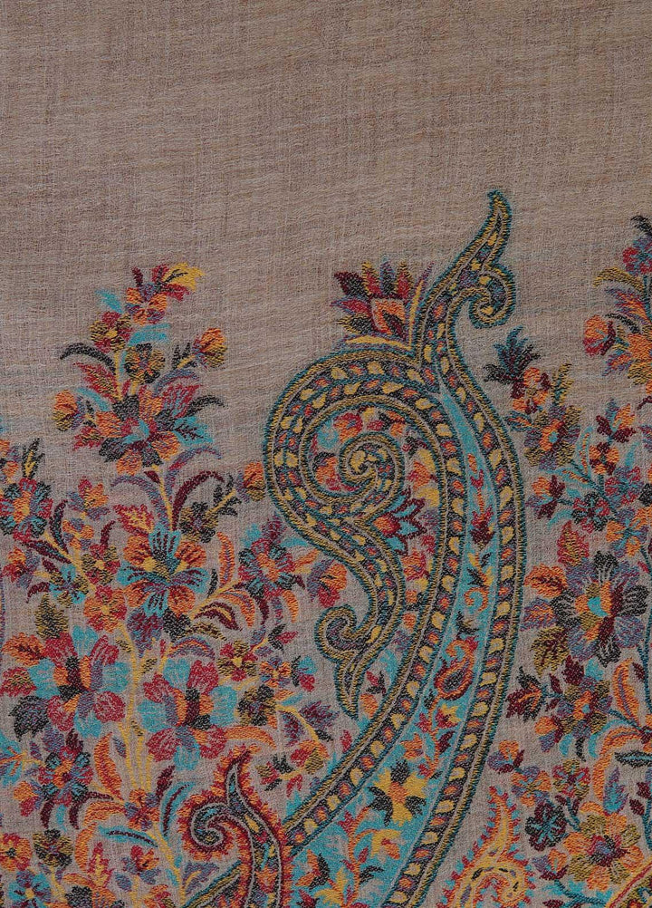 Sanaulla Exclusive Range  Pashmina  Shawls MAMA-09 Beige-8 - Pashmina Shawls