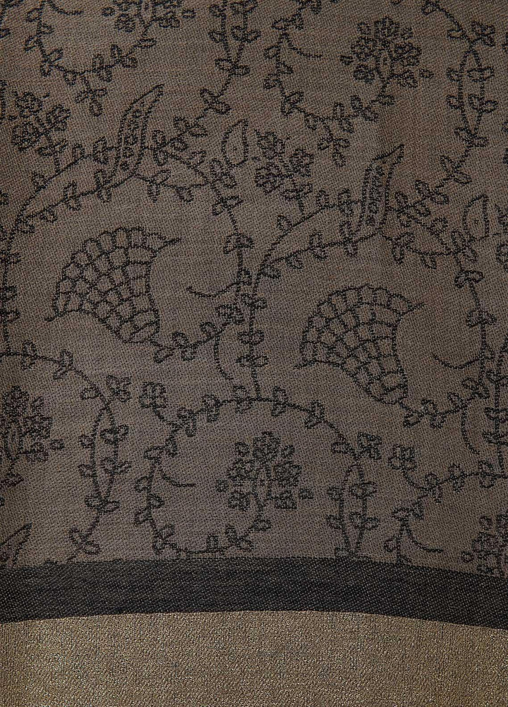 Sanaulla Exclusive Range  Pashmina  Shawls MAMA-46 Brown-2 - Pashmina Shawls