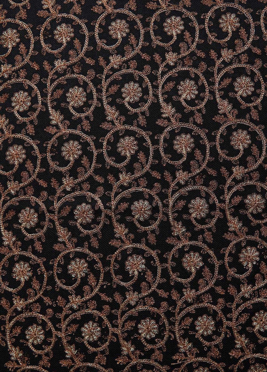 Sanaulla Exclusive Range  Pashmina  Shawls Nalki Zarri Small Jaal AD KPS-49 Black02 - Pashmina Shawls