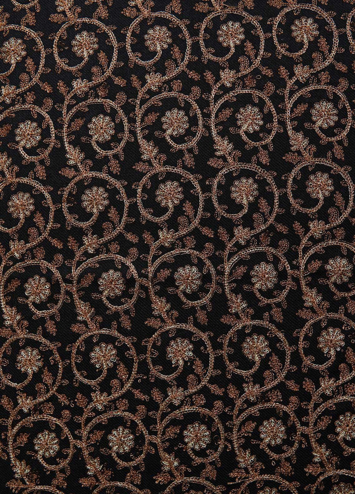 Sanaulla Exclusive Range  Pashmina  Shawls Nalki Zarri Small Jaal AD KPS-49 Black02 - Pashmina Shawls