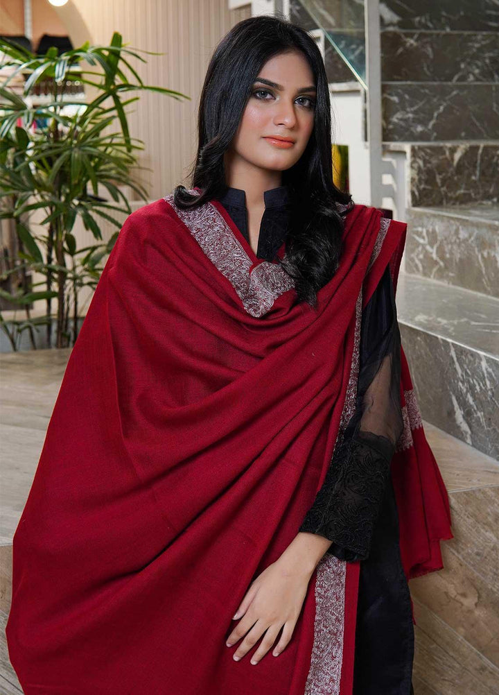 Sanaulla Exclusive Range  Pashmina  Shawls AKP-21 Red 05 - Pashmina Shawls