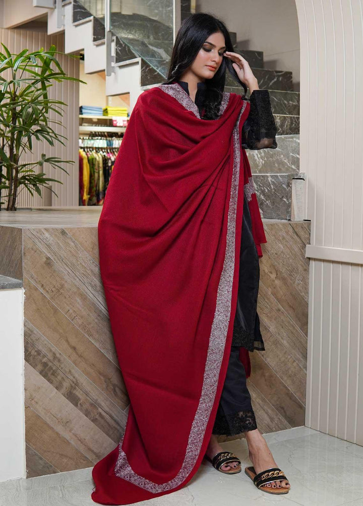 Sanaulla Exclusive Range  Pashmina  Shawls AKP-21 Red 05 - Pashmina Shawls