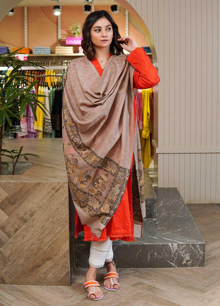 Sanaulla Exclusive Range  Pashmina  Shawls MAMA-09 Beige-2 - Pashmina Shawls