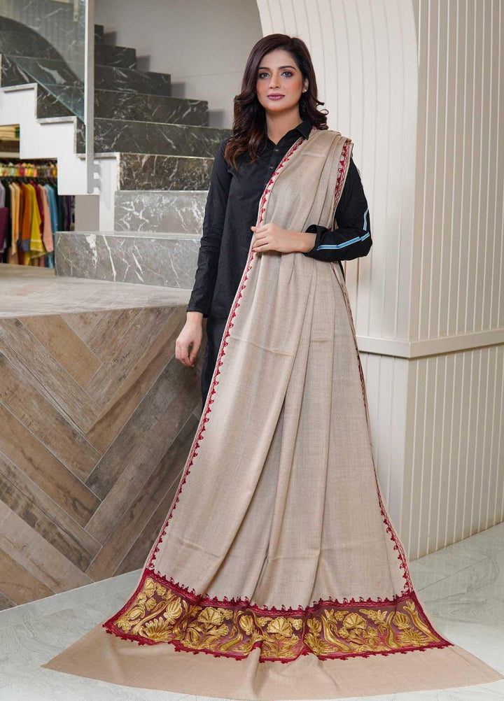 Sanaulla Exclusive Range  Pashmina  Shawls AKP-12 Fawn 07 - Pashmina Shawls