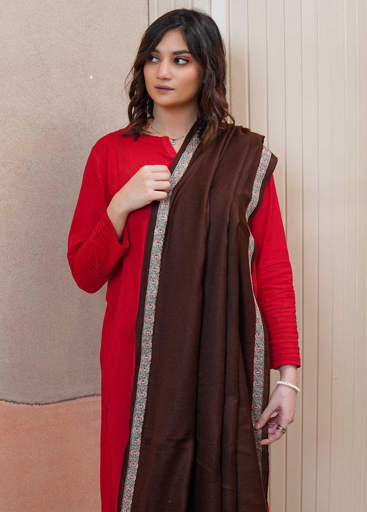 Sanaulla Exclusive Range  Pashmina  Shawls AKP-21 D Brown 01 - Pashmina Shawls