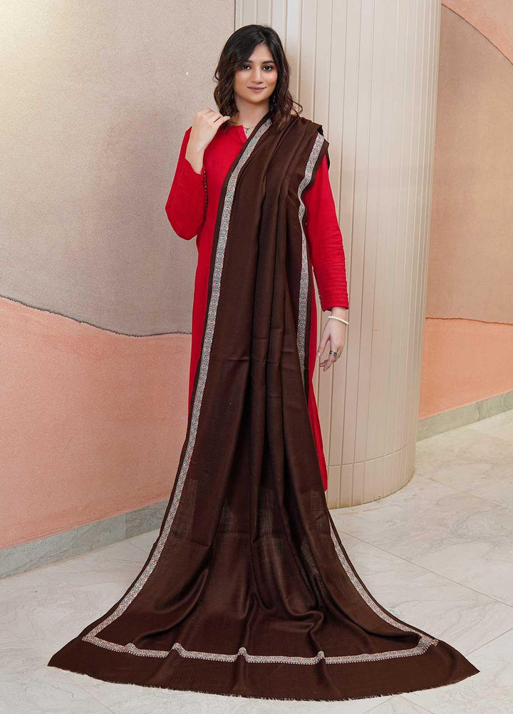 Sanaulla Exclusive Range  Pashmina  Shawls AKP-21 D Brown 01 - Pashmina Shawls