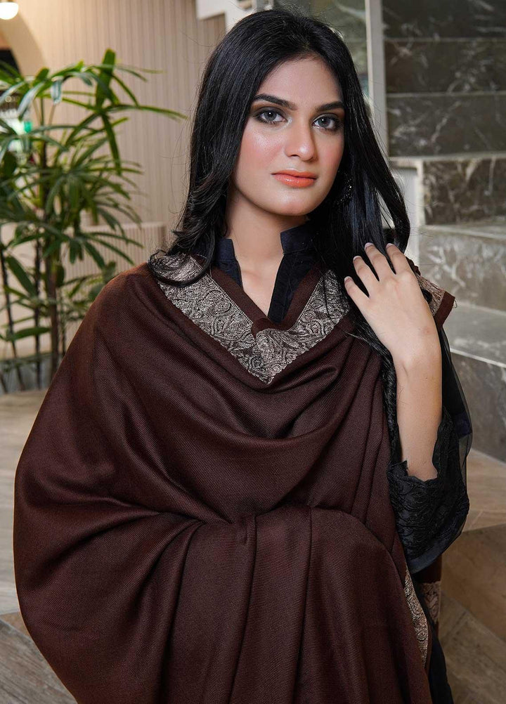 Sanaulla Exclusive Range  Pashmina  Shawls AKP-21 D Brown 03 - Pashmina Shawls