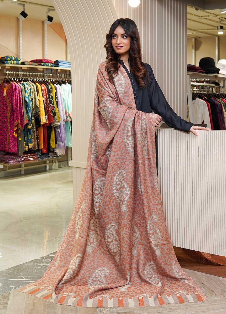 Sanaulla Exclusive Range  Pashmina  Shawls MAMA-12 Beige-2 - Pashmina Shawls