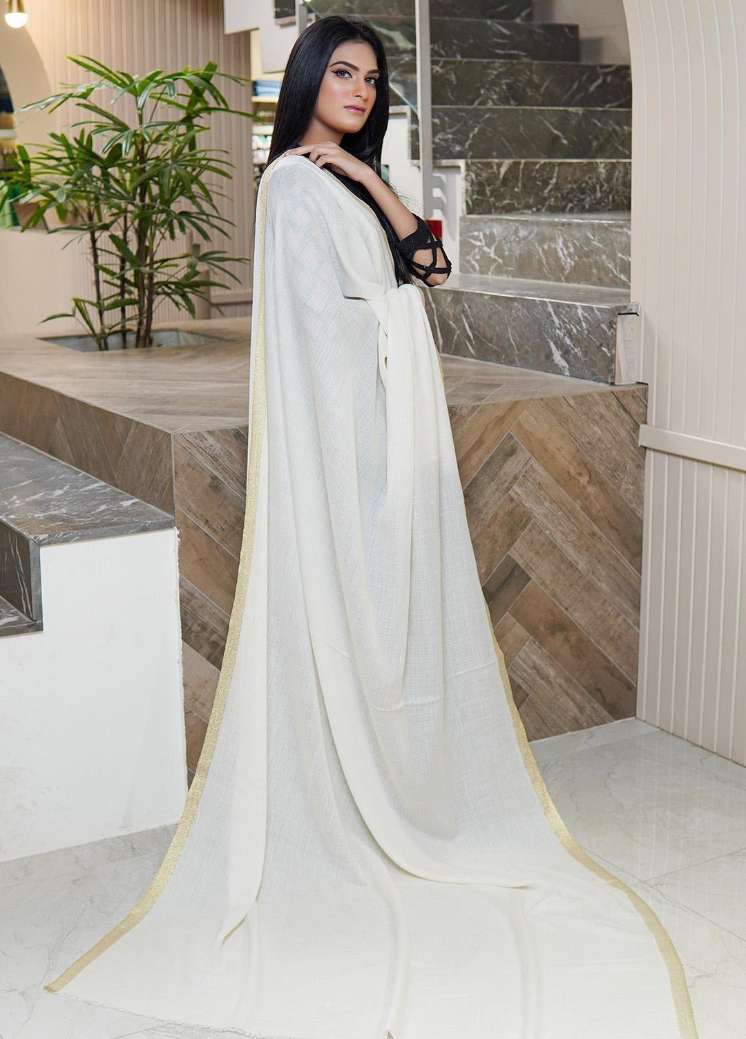 Sanaulla Exclusive Range  Pashmina  Shawls MAMA-41 Off White - Pashmina Shawls