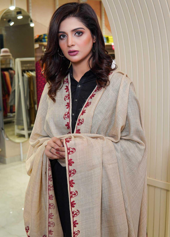 Sanaulla Exclusive Range  Pashmina  Shawls AKP-12 Fawn 01 - Pashmina Shawls