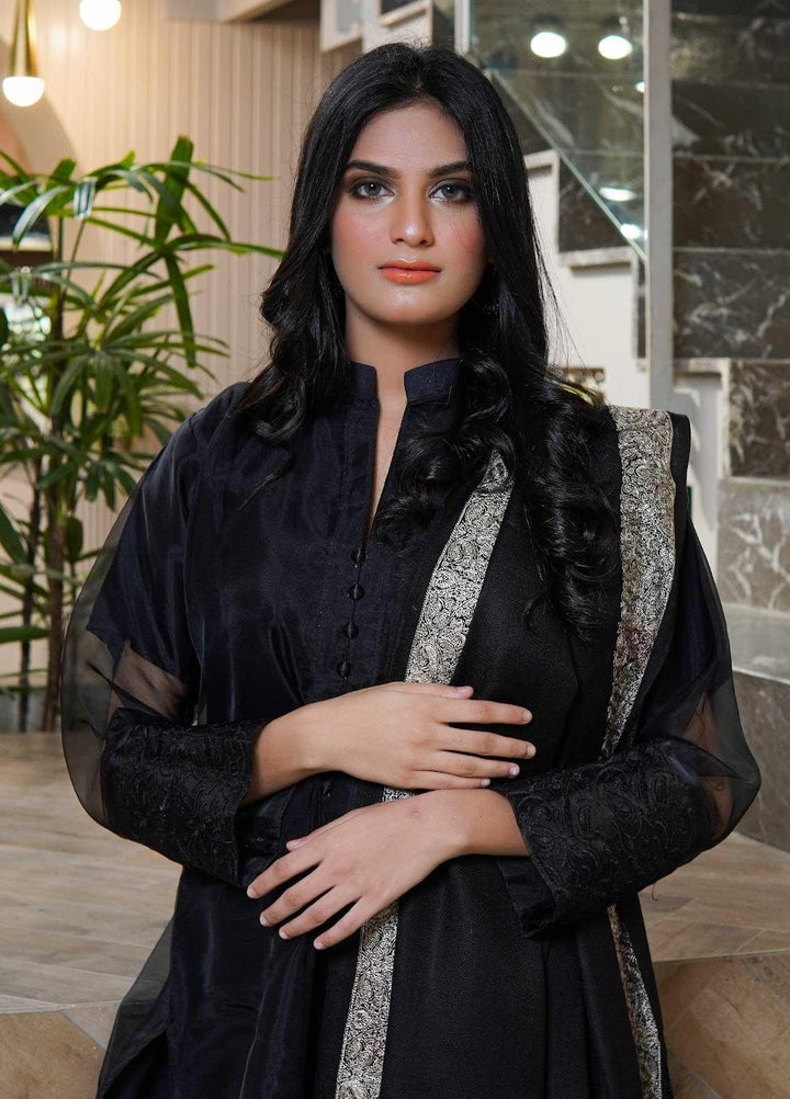 Sanaulla Exclusive Range  Pashmina  Shawls AKP-21 Black 05 - Pashmina Shawls
