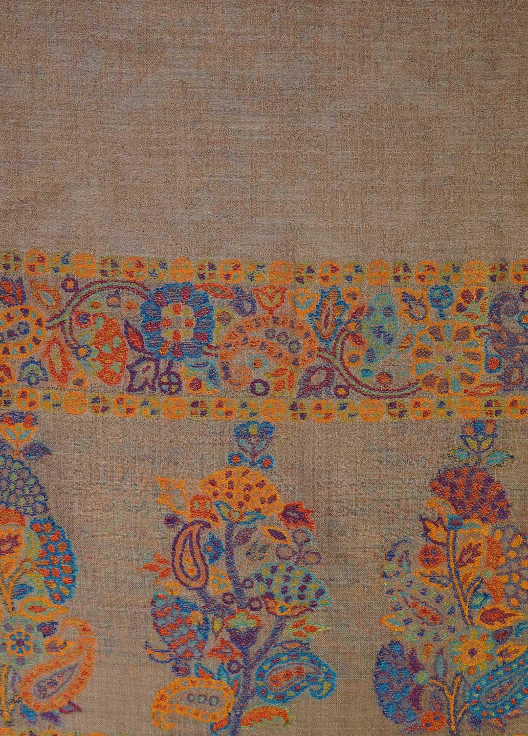 Sanaulla Exclusive Range  Pashmina  Shawls MAMA-09 Beige-1 - Pashmina Shawls