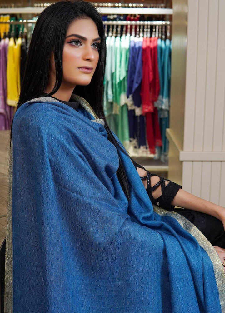 Sanaulla Exclusive Range  Pashmina  Shawls MAMA-41 Royal Blue - Pashmina Shawls