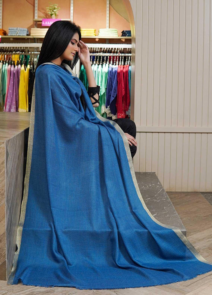 Sanaulla Exclusive Range  Pashmina  Shawls MAMA-41 Royal Blue - Pashmina Shawls