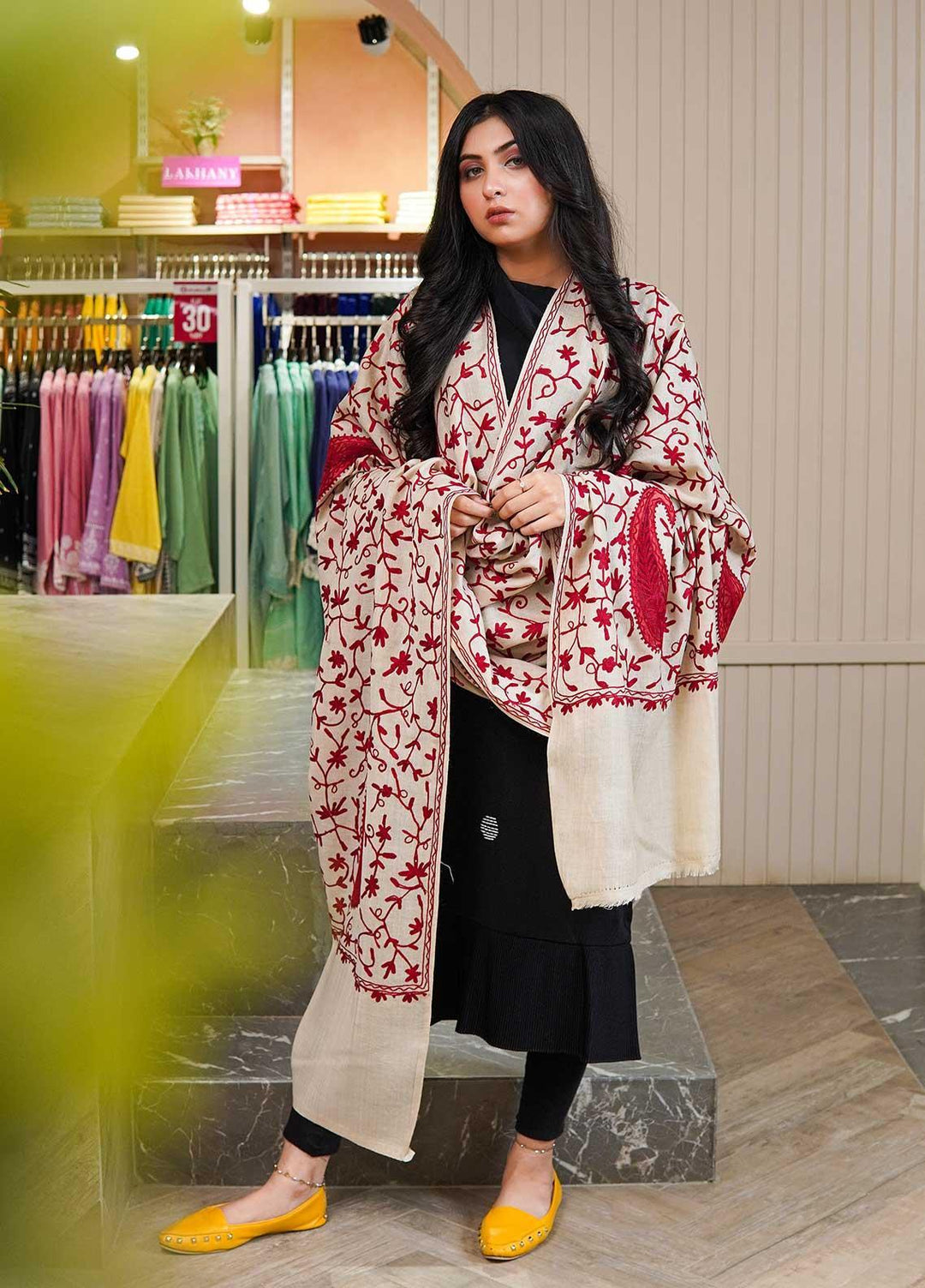 Sanaulla Exclusive Range  Pashmina  Shawls AKP-14 Fawn 01 - Pashmina Shawls