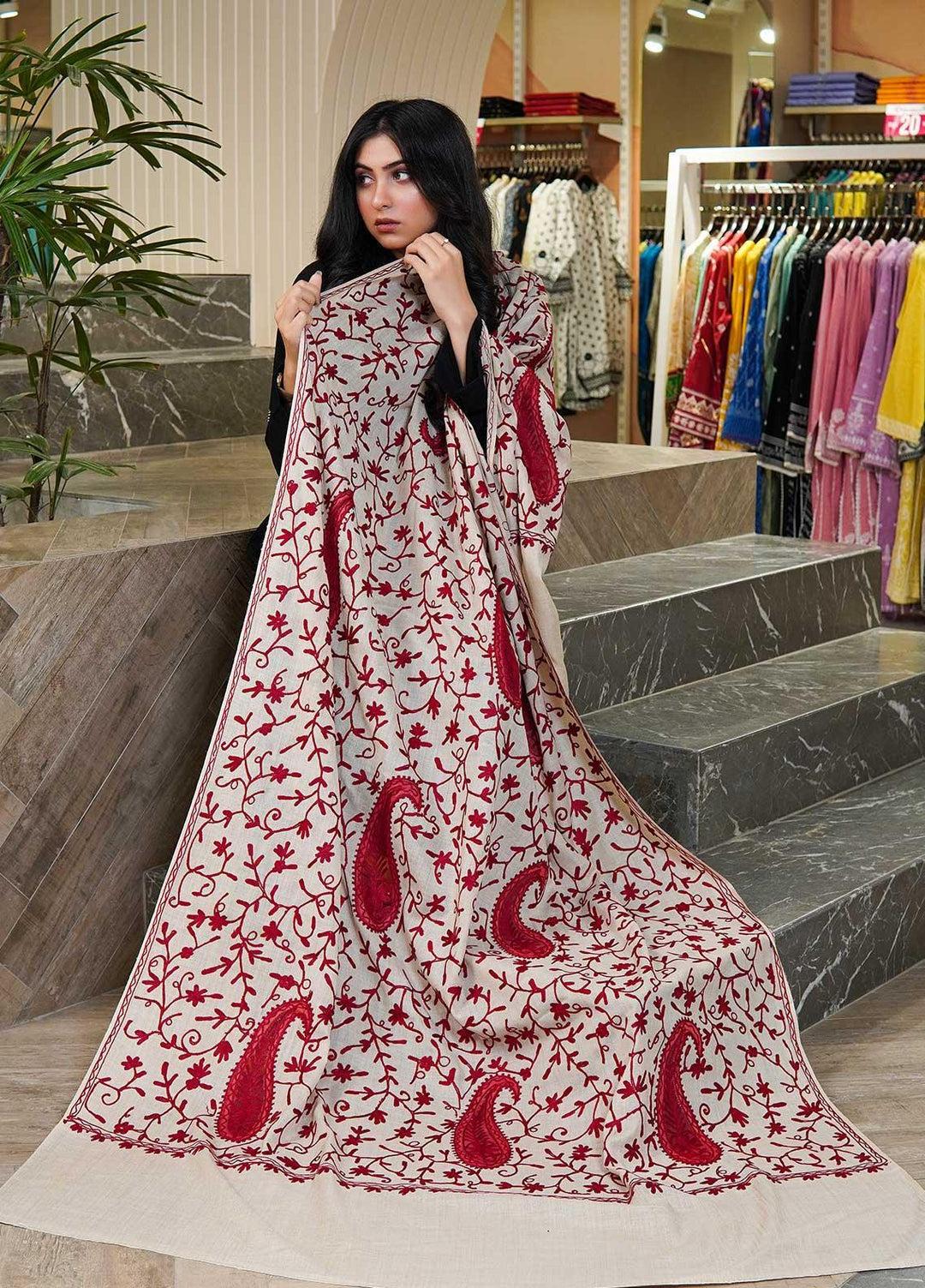 Sanaulla Exclusive Range  Pashmina  Shawls AKP-14 Fawn 01 - Pashmina Shawls