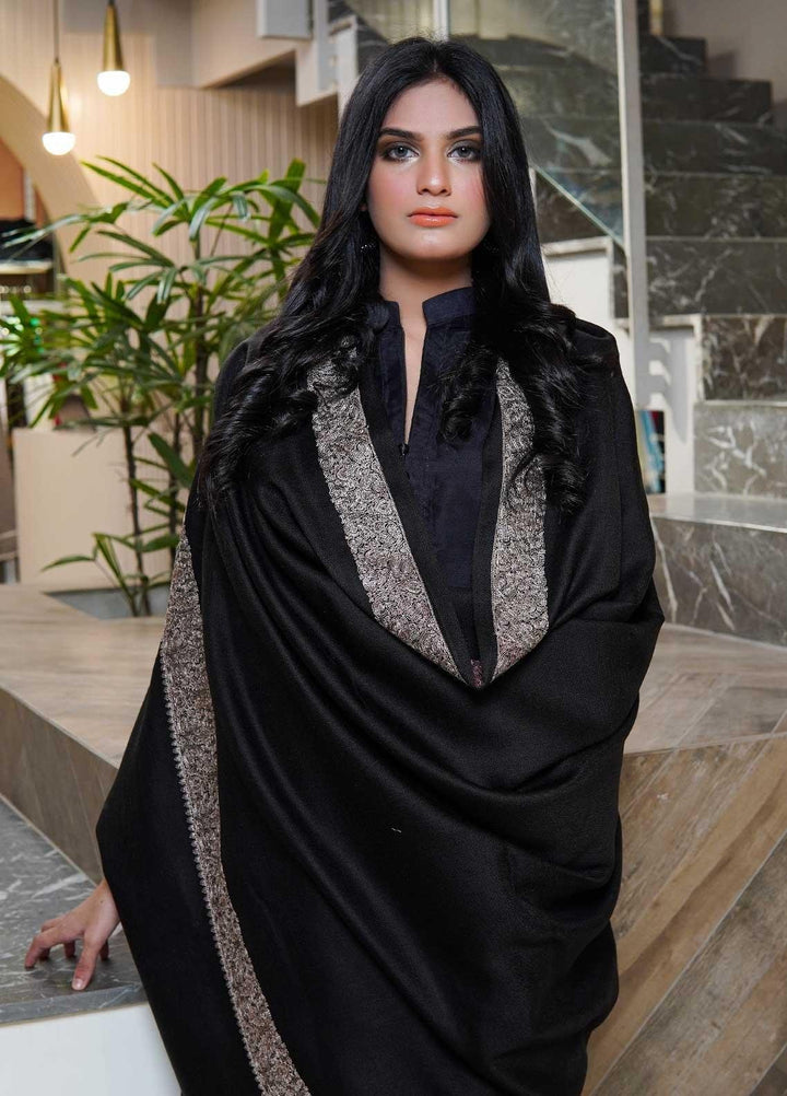 Sanaulla Exclusive Range  Pashmina  Shawls AKP-21 Black 01 - Pashmina Shawls
