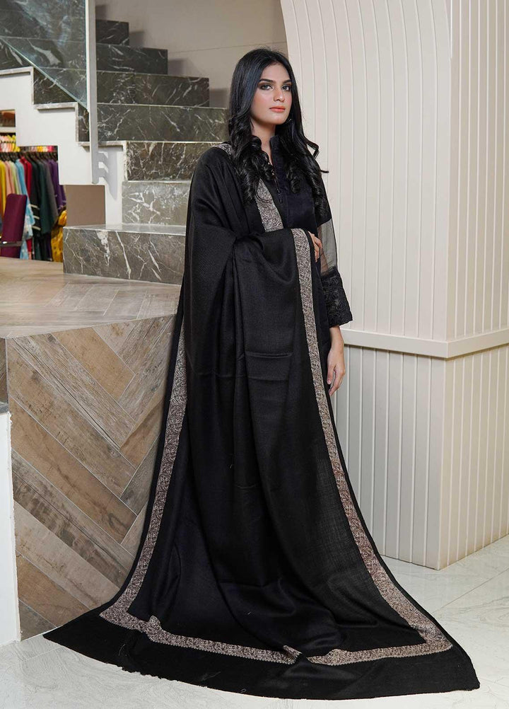 Sanaulla Exclusive Range  Pashmina  Shawls AKP-21 Black 01 - Pashmina Shawls